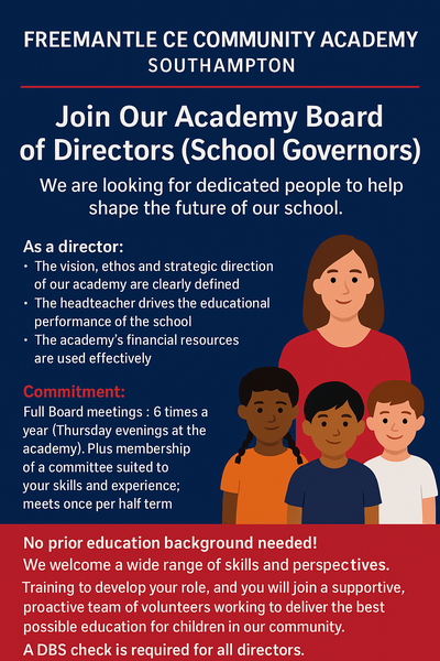 A poster of a woman and two children. The information presented outlines the responsibilities a director would have